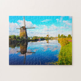 Molen van Amsterdam Holland. Legpuzzel