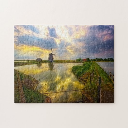 Molen van Amsterdam Holland. Legpuzzel (Horizontaal)