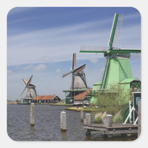 Molen, Zaanse Schans, Holland, Nederland 2 Vierkante Sticker