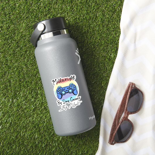 Molenaar overdag, gamer 's nachts sticker (HydroFlask Insitu)