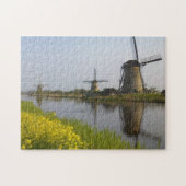 Molenrij langs de kanalen in Kinderdijk Legpuzzel (Horizontaal)