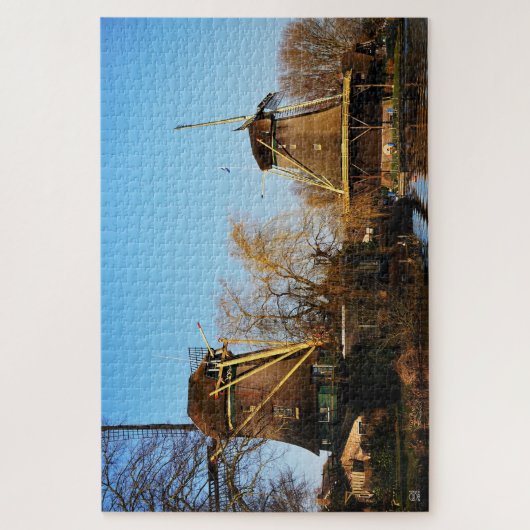 Molens in Nederlands landschap. Legpuzzel (Verticaal)
