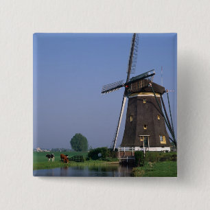 Molens, Leidschendam, Nederland Vierkante Button 5,1 Cm