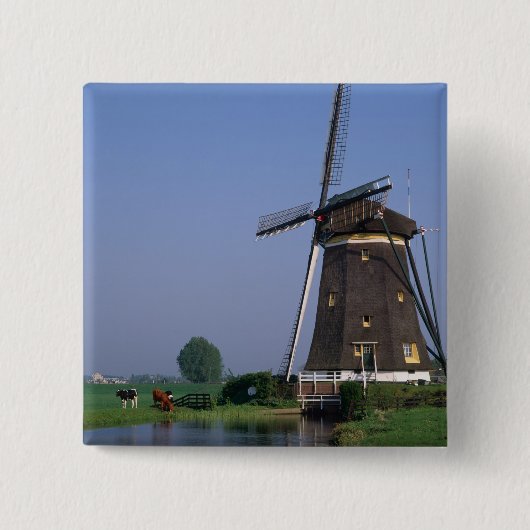 Molens, Leidschendam, Nederland Vierkante Button 5,1 Cm (Voorkant)