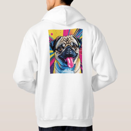 Moletom com desenho de pug em pop art 01 hoodie (Achterkant)