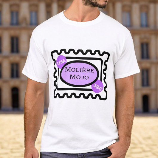 Molière Mojo op een Amerikaanse postzegel T-shirt