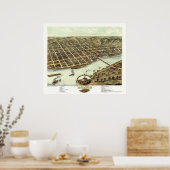 Moline, IL - Panoramische Kaart - 1869 Poster (Keuken)