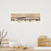 Moline, IL Panoramische Kaart - 1873 Poster (Keuken)