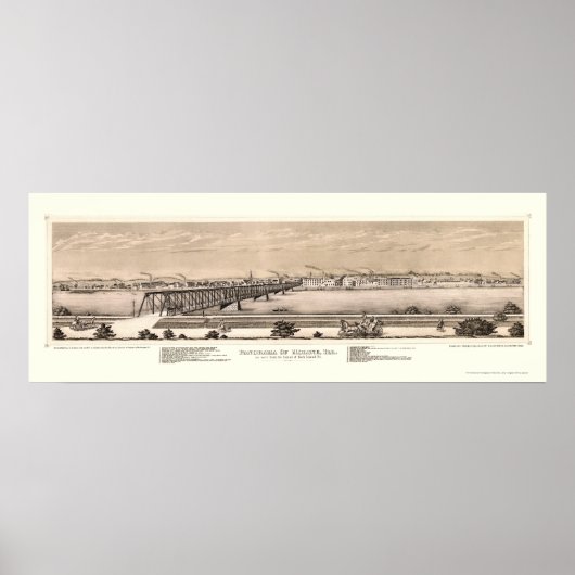 Moline, IL Panoramische Kaart - 1873 Poster (Voorkant)
