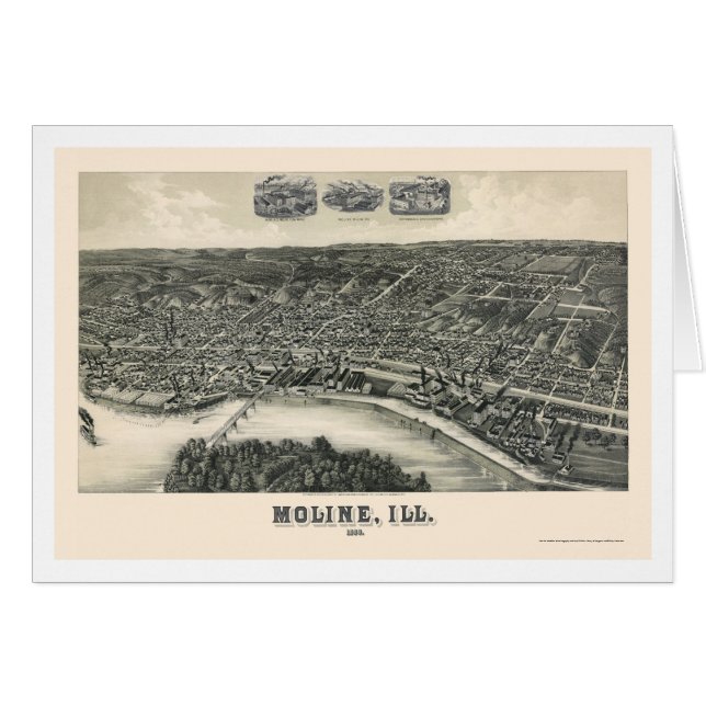 Moline, IL Panoramische Kaart - 1889 (Voorkant Horizontaal)