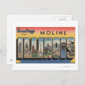 Moline, Illinois - grote letterscènes Briefkaart (Voorkant / Achterkant)
