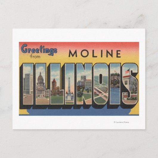 Moline, Illinois - grote letterscènes Briefkaart (Voorkant)