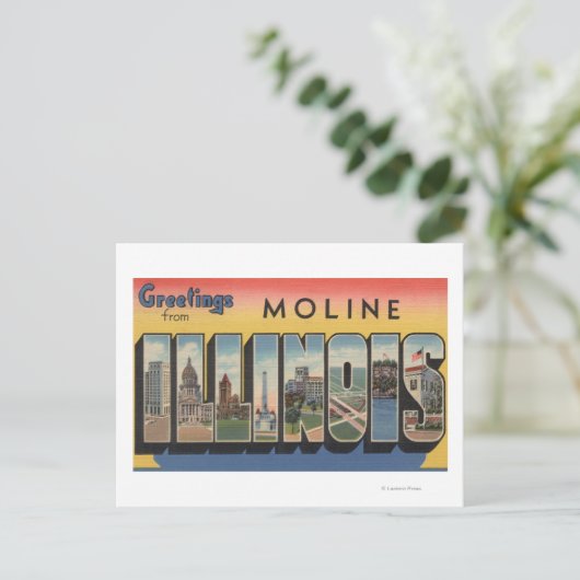 Moline, Illinois - grote letterscènes Briefkaart (Staand voorkant)