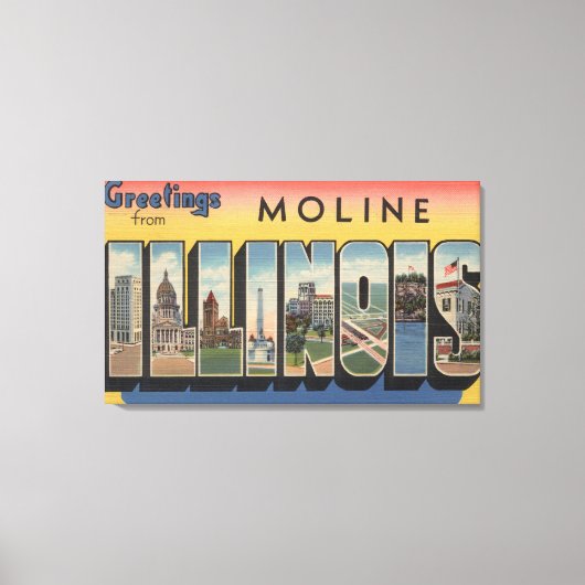 Moline, Illinois - grote letterscènes Canvas Afdruk (Voorkant)