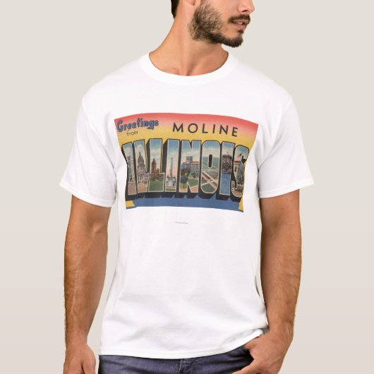 Moline, Illinois - grote letterscènes T-shirt (Voorkant)