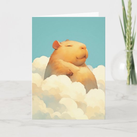 Molle Capybara Rustend op een Wolk Kaart (Voorkant)
