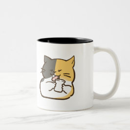Molle Kalico Kat - Kawaii Sticker Tweekleurige Koffiemok