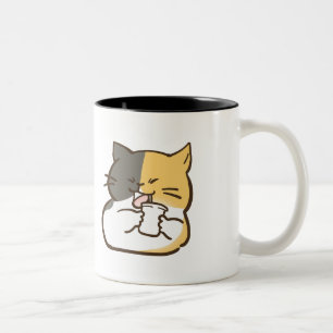 Molle Kalico Kat - Kawaii Sticker Tweekleurige Koffiemok