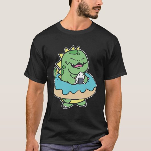 mollig Kind dinosaurus donut zoet gebak zwemmen Sp T-shirt (Voorkant)