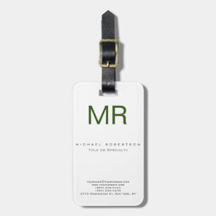 mollig modern monogram wit groen bagagelabel