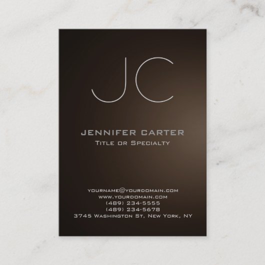 mollig modern sepia bruin monogram professional visitekaartje (Voorkant)