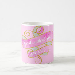 Mollig mooie blos roze gouden glitter glans hart koffiemok