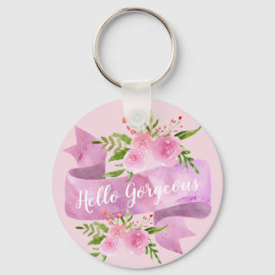 Mollig Prachtig Chic Bloemig Blozend Roze Hallo Pr Sleutelhanger