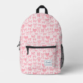 Mollig Roze Strik met Naam voor Meisjes Bedrukte Rugzak (Voorkant)