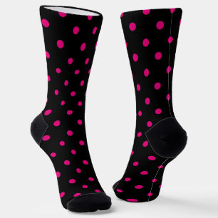 Mollig zwart en heet roze polkadot sokken