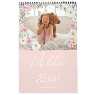 Mollige Bloemige Aangepaste Foto Familie Kalender