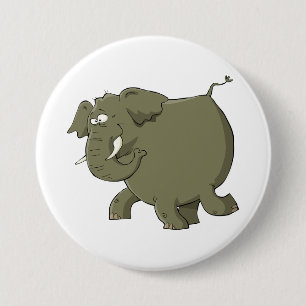 Mollige Cute Olifant Grijze Jungle Dier Ronde Button 7,6 Cm