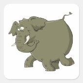 Mollige Cute Olifant Grijze Jungle Dier Vierkante Sticker (Voorkant)