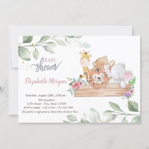 Mollige Dieren Blad Baby Shower Uitnodiging