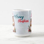 mollige eekhoorn kerstmuts vrolijke kerstsneeuw koffiemok (Center)