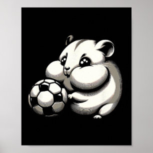 Mollige Hamster Met Voetbal Ll Cartoon Kawaii  Poster