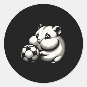 Mollige Hamster Met Voetbal Ll Cartoon Kawaii  Ronde Sticker