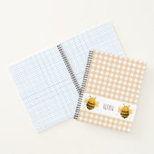Mollige hommel "Bee Happy" Gingham Notitieboek (Binnen)