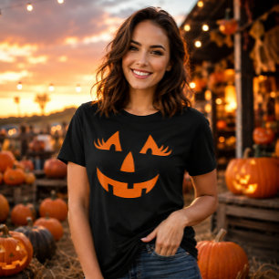 Mollige Jack O Lantern Pompoengezicht Halloween T-shirt