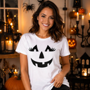 Mollige Jack-o-lantern Pompoengezicht Halloween T-shirt