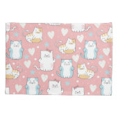 mollige katten in pastelblauw, wit en roze kussensloop (Achterkant)