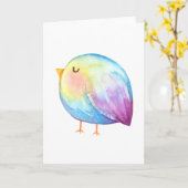 Mollige Kleurrijke Aquarel Vogel Kaart (Gele Bloem)