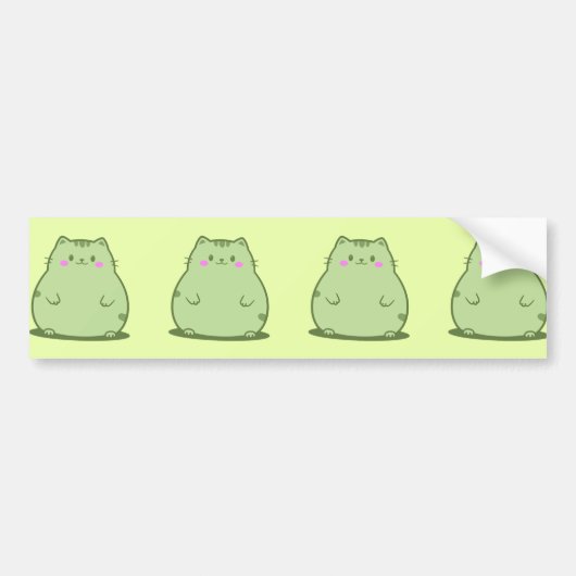 Mollige Matcha Groene Kitty Bumpersticker (Voorkant)