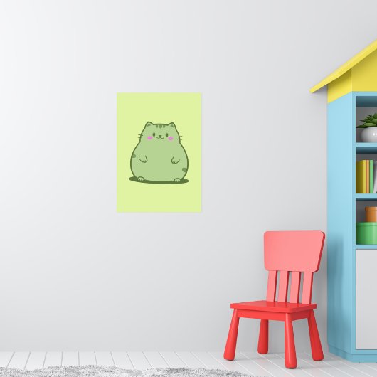Mollige Matcha Groene Kitty Poster (Kinderkamer 1)