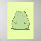 Mollige Matcha Groene Kitty Poster (Voorkant)
