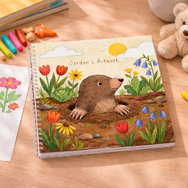 Mollige Mol in Bloementuin Kinderen Schetsboek Notitieboek