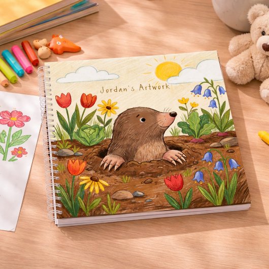 Mollige Mol in Bloementuin Kinderen Schetsboek Notitieboek