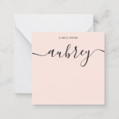 Mollige monogram kalligrafie roze notitiekaartje (Voorkant)