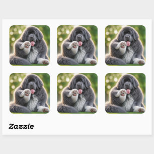 Mollige Newfoundlander Grijze Landseer newfie Vierkante Sticker