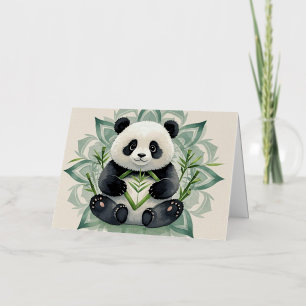 Mollige panda zit in een lotushouding Zen Folie Wenskaart