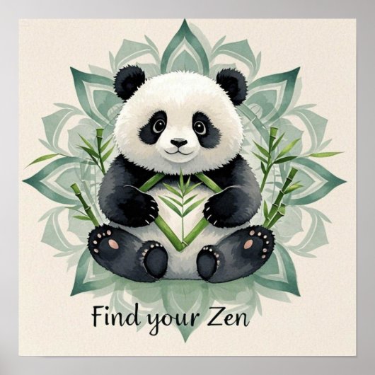 Mollige panda zit in een lotushouding Zen Poster (Voorkant)